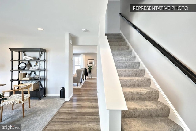 93 Long Bend Dr Lot 155, Carlisle, PA 17015 - stairway featuring wood finished floors, baseboards, and recessed lighting