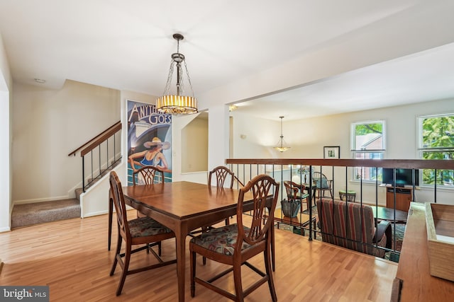 dining space featuring baseboards and wood finished floors
