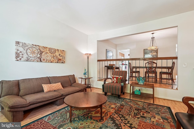 living room with wood finished floors