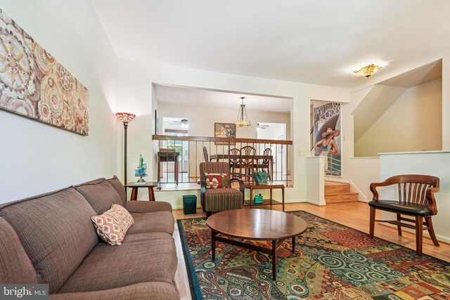 living area with wood finished floors