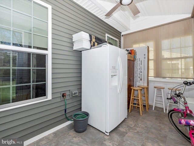 6538 Autumn Olive Dr, Frederick, MD 21703 - interior space featuring white refrigerator with ice dispenser and a ceiling fan