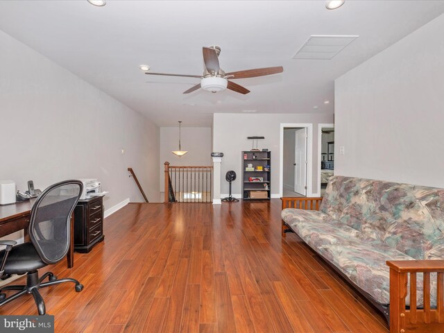6538 Autumn Olive Dr, Frederick, MD 21703 - office with recessed lighting, baseboards, a ceiling fan, and wood finished floors