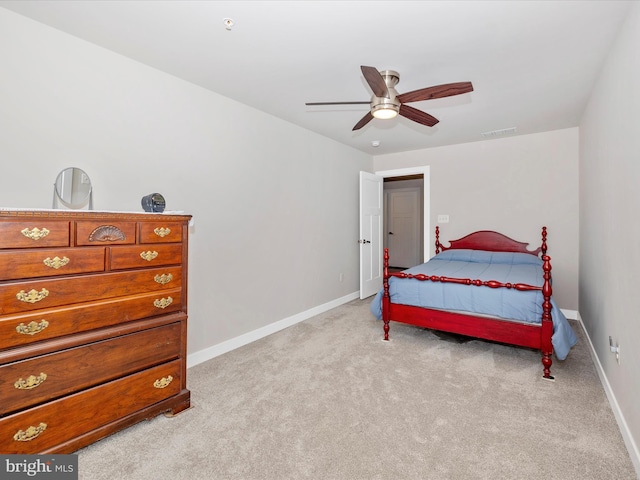 6538 Autumn Olive Dr, Frederick, MD 21703 - bedroom with visible vents, baseboards, a ceiling fan, and light colored carpet