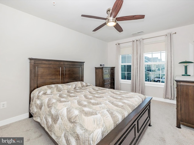 6538 Autumn Olive Dr, Frederick, MD 21703 - bedroom featuring light colored carpet, baseboards, a ceiling fan, and visible vents