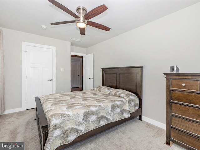 6538 Autumn Olive Dr, Frederick, MD 21703 - bedroom with visible vents, light colored carpet, baseboards, and ceiling fan