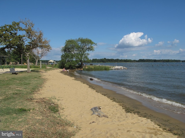 view of water feature with a view of the beach
