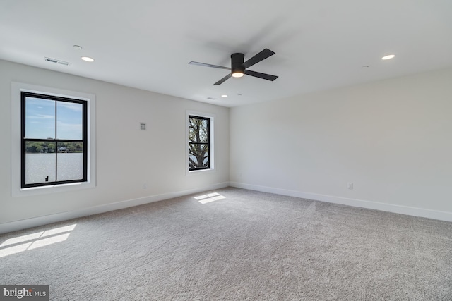 14671 Banks Odee Rd, Newburg, MD 20664 - carpeted empty room featuring recessed lighting, visible vents, baseboards, and ceiling fan