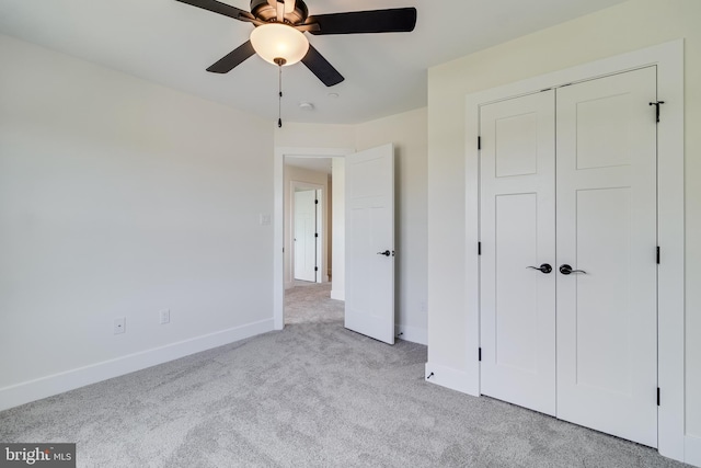 14671 Banks Odee Rd, Newburg, MD 20664 - unfurnished bedroom with ceiling fan, carpet floors, a closet, and baseboards