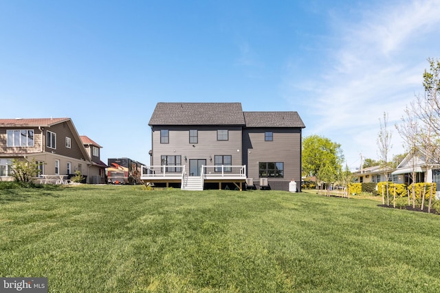 14671 Banks Odee Rd, Newburg, MD 20664 - rear view of house featuring a wooden deck, a yard, and central AC