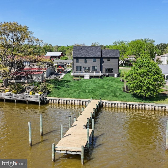 14671 Banks Odee Rd, Newburg, MD 20664 - view of dock with a deck with water view and a yard