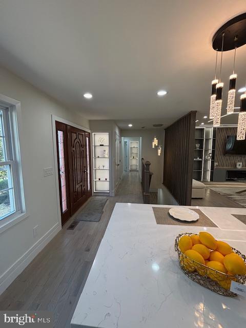 1242 Clearfield Cir, Lutherville Timonium, MD 21093 - foyer entrance with baseboards, wood finished floors, and recessed lighting