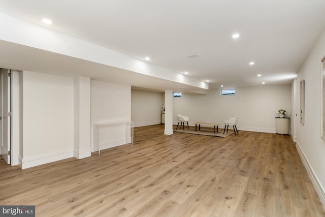 1242 Clearfield Cir, Lutherville Timonium, MD 21093 - finished below grade area featuring baseboards, recessed lighting, and light wood-style floors