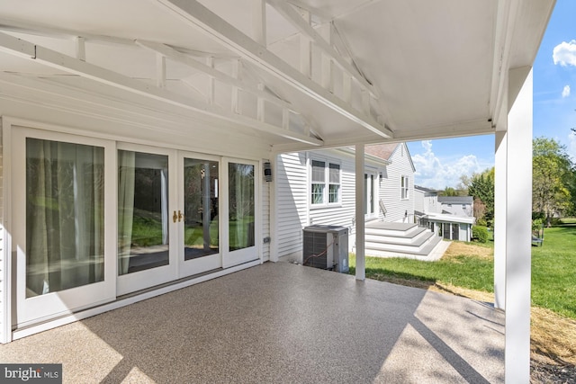1242 Clearfield Cir, Lutherville Timonium, MD 21093 - view of patio featuring french doors and central air condition unit