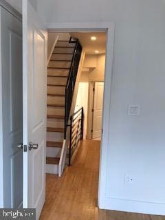 2025 N Woodstock St, Philadelphia, PA 19121 - hallway featuring light wood-style flooring and stairway