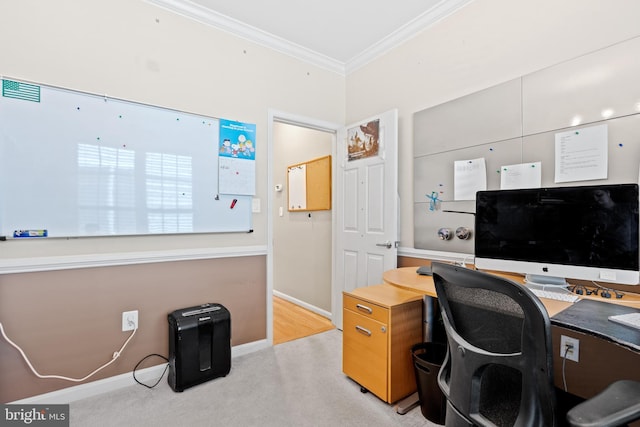 15008 Seneca Knoll Way, Haymarket, VA 20169 - office area featuring baseboards, light carpet, and crown molding