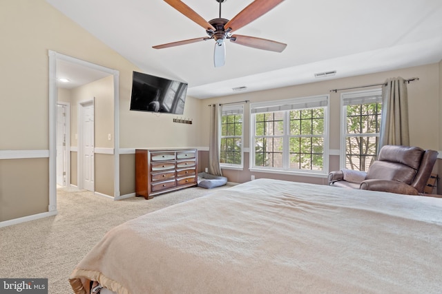 15008 Seneca Knoll Way, Haymarket, VA 20169 - carpeted bedroom with lofted ceiling, visible vents, baseboards, and multiple windows