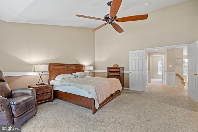 15008 Seneca Knoll Way, Haymarket, VA 20169 - carpeted bedroom with a ceiling fan and high vaulted ceiling