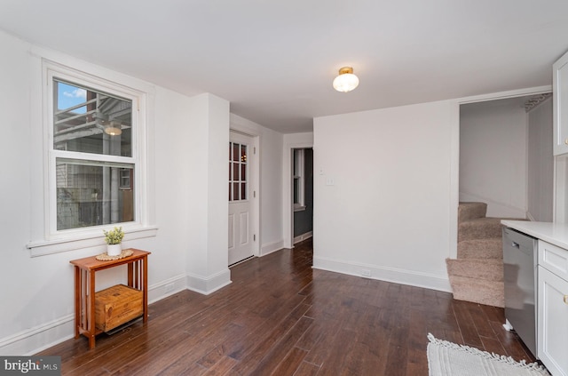 542 E Orange St, Lancaster, PA 17602 - interior space featuring dark wood-type flooring, baseboards, and stairway