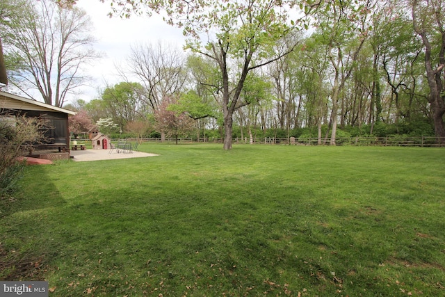 view of yard featuring a fenced backyard and a patio area