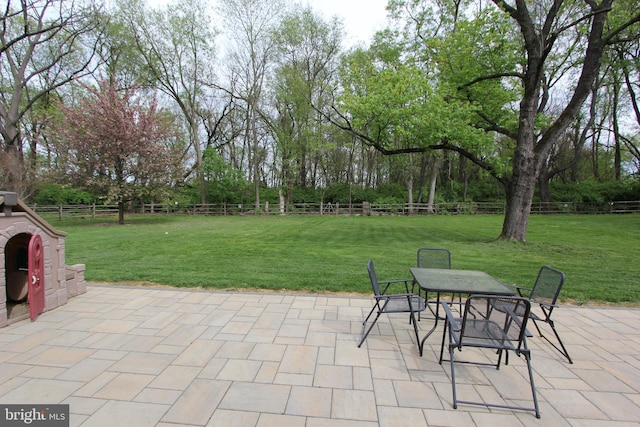 view of patio with outdoor dining area and a fenced backyard