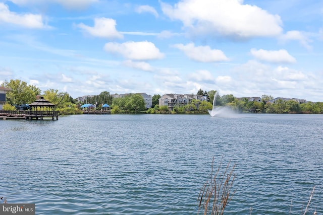 water view featuring a gazebo