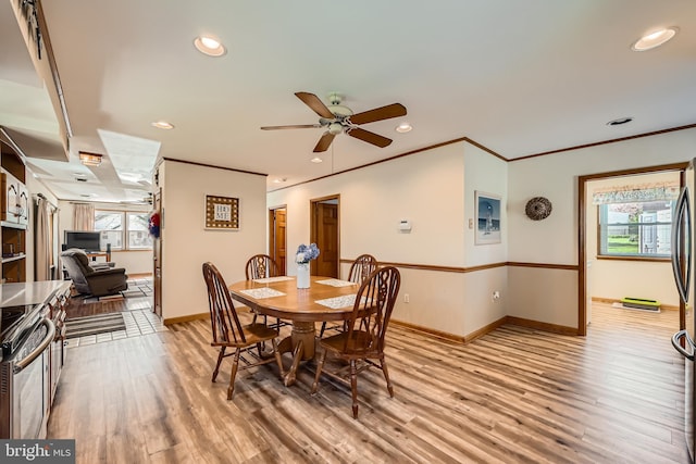 1722 Anne Ave, Baltimore, MD 21221 - dining room featuring baseboards, light wood-type flooring, ceiling fan, and recessed lighting