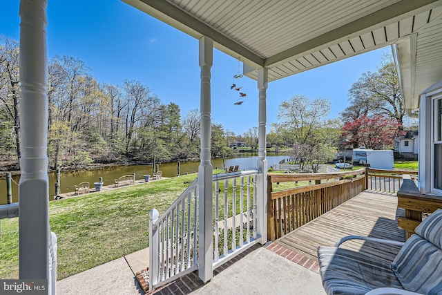 1722 Anne Ave, Baltimore, MD 21221 - wooden terrace with a water view, a porch, and a lawn