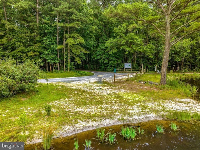 view of property's community featuring a forest view