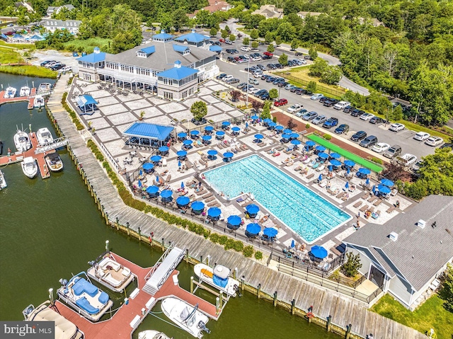 drone / aerial view of a large body of water
