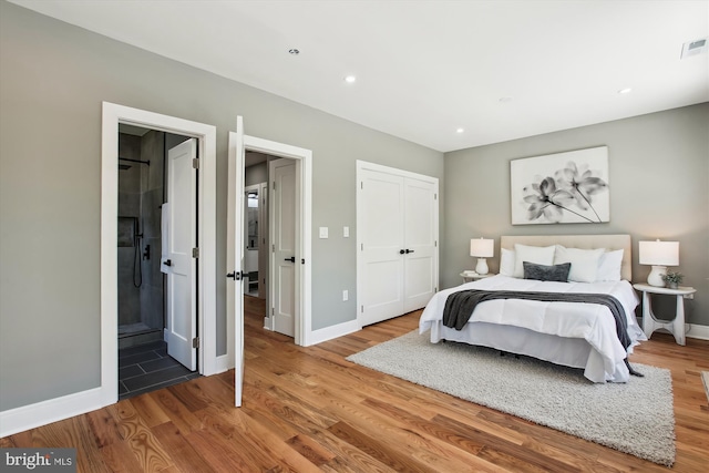 1014 Kearny St NE, Washington, DC 20017 - bedroom with baseboards, recessed lighting, wood finished floors, and a closet