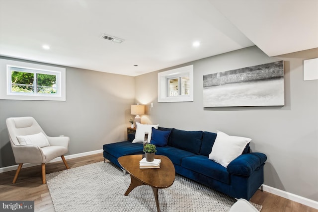 1014 Kearny St NE, Washington, DC 20017 - living room with recessed lighting, baseboards, visible vents, and wood finished floors