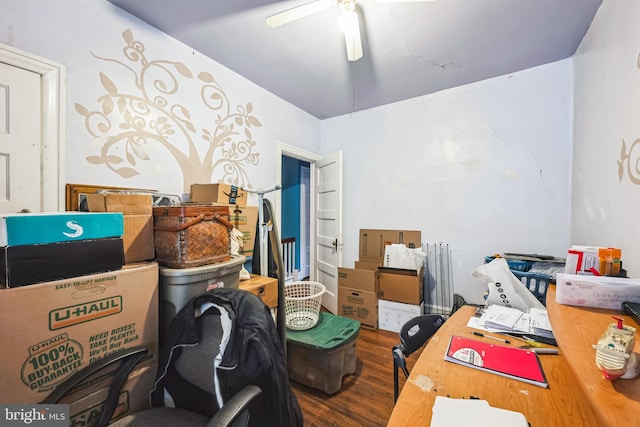 4910 N Hutchinson St, Philadelphia, PA 19141 - office area featuring a ceiling fan and wood finished floors