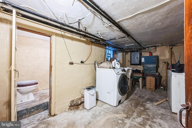 4910 N Hutchinson St, Philadelphia, PA 19141 - unfinished below grade area featuring washer / clothes dryer and electric panel