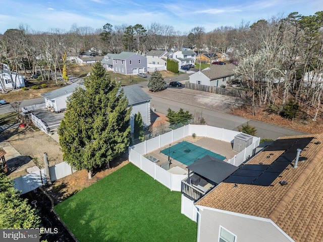 aerial view featuring a residential view
