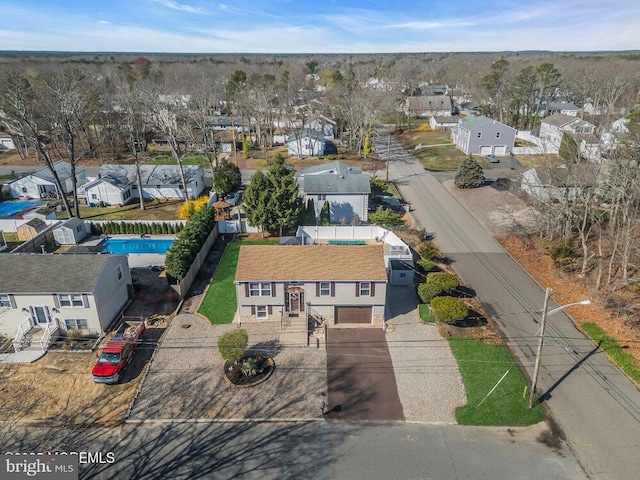aerial view with a residential view