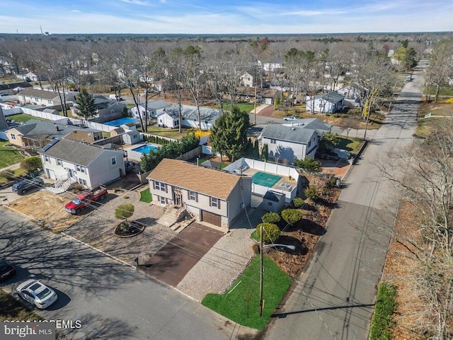 aerial view with a residential view
