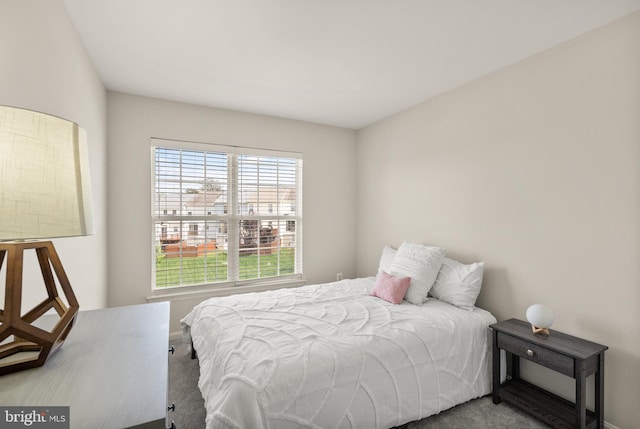 bedroom with baseboards and carpet floors