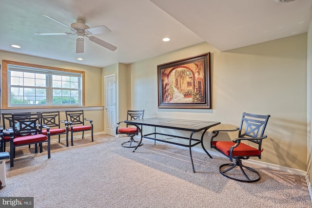 18 Schofield Dr, East Berlin, PA 17316 - carpeted home office featuring recessed lighting, baseboards, and ceiling fan