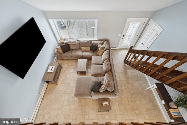 823 Forepeak Dr, Forked River, NJ 08731 - living room with baseboards and stone finish flooring