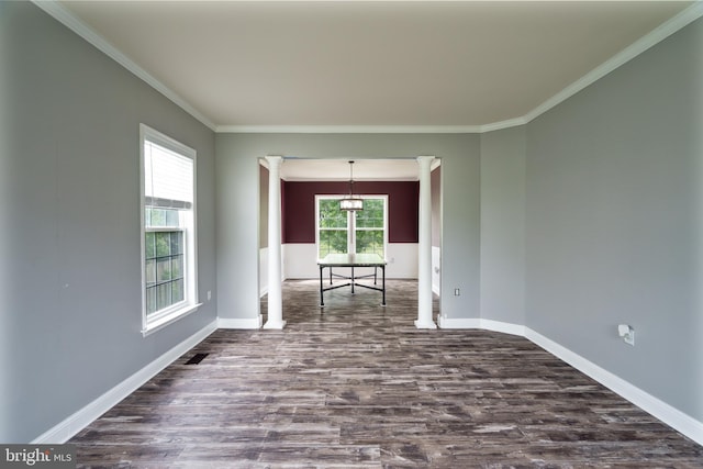 33 General Early Dr, Harpers Ferry, WV 25425 - spare room with dark wood-type flooring, crown molding, and ornate columns