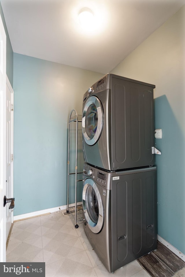 33 General Early Dr, Harpers Ferry, WV 25425 - washroom with stacked washer / dryer and light floors