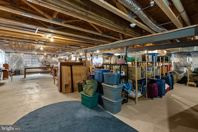 view of unfinished basement