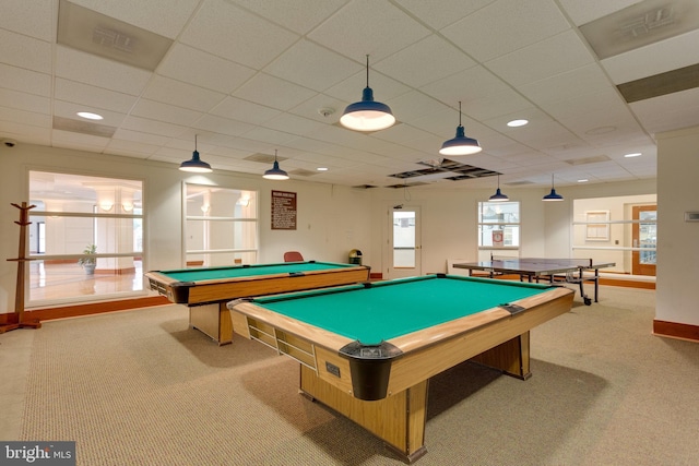 203 Yoakum Pkwy Unit 1807, Alexandria, VA 22304 - recreation room featuring carpet floors, billiards table, baseboards, and recessed lighting