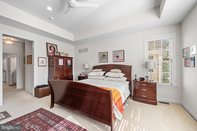 1430 County Line Rd, Bryn Mawr, PA 19010 - bedroom with recessed lighting, visible vents, light colored carpet, and baseboards