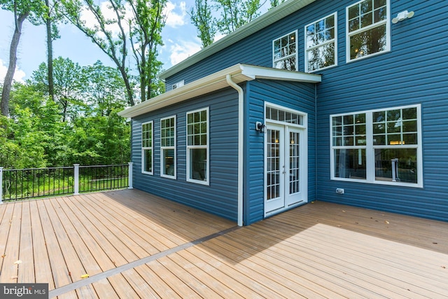 wooden terrace with french doors
