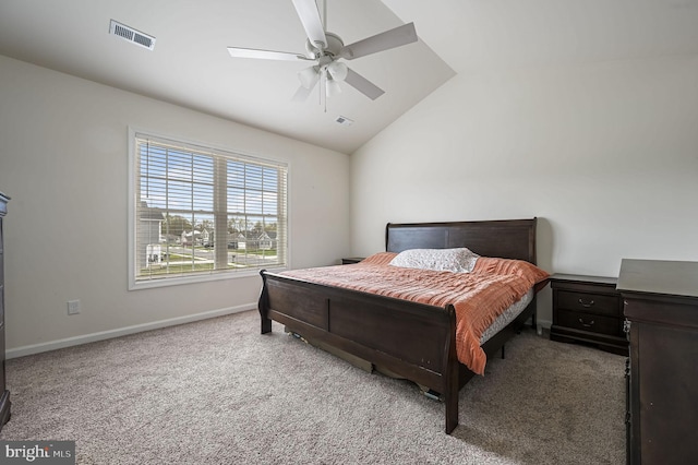 15 Mayflower Dr, Felton, DE 19943 - bedroom featuring baseboards, vaulted ceiling, visible vents, and carpet