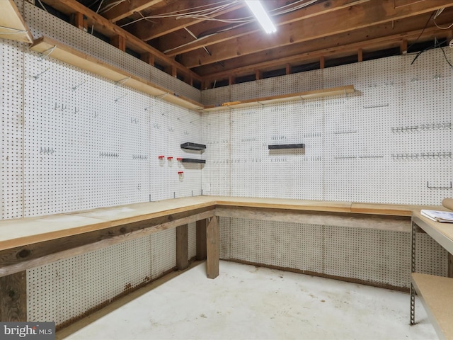 11035 Bennie Duncan Rd, Frederick, MD 21701 - misc room featuring a workshop area and unfinished concrete floors