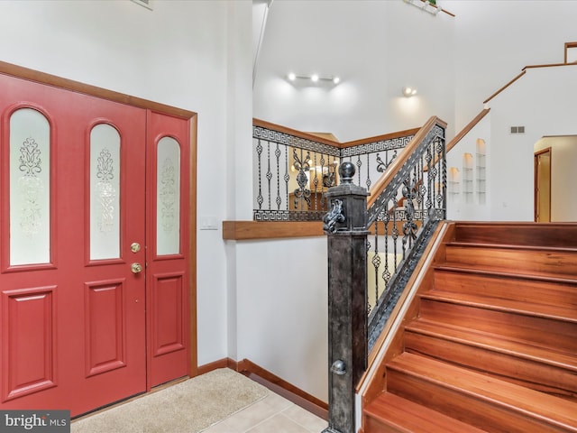 11035 Bennie Duncan Rd, Frederick, MD 21701 - tiled entryway with stairway and baseboards