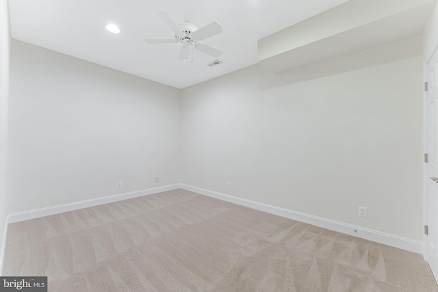 1448 Ingleside Ave, Mclean, VA 22101 - empty room featuring light carpet, baseboards, ceiling fan, and recessed lighting