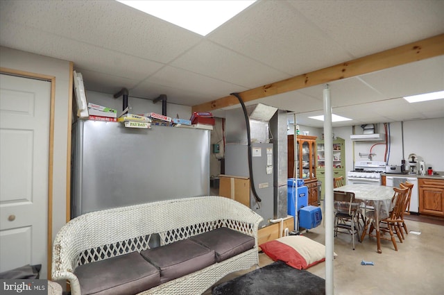 finished basement with a drop ceiling
